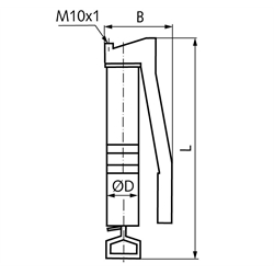 Handhebel-Fettpresse DIN 1283, Anschlussgewinde M10x1, mit Schlauch, Technische Zeichnung