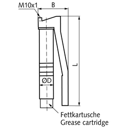 Handhebel-Fettpresse Lube Shuttle® System M10x1 mit Hochdruck-Gummipanzerschlauch und Mundstück, Technische Zeichnung