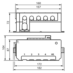 Kontrollbox GR/I Eingang 24V DC Ausgang 24V DC für 1 Stellantrieb, Technische Zeichnung