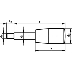 Griffstangen 209 mit Zylinderknopf, rostfrei, Technische Zeichnung