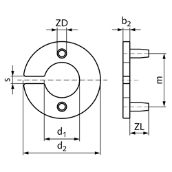 Gummi-Auflage für Klemmringe Ausführung B1 mit Bohrung 35mm, Technische Zeichnung