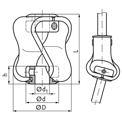 Elastische Kupplung PU beidseitig Bohrung 14mm Naben aus 1.4305 , Technische Zeichnung