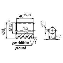 Präzisions-Schnecke einsatzgehärtet und geschliffen Achsabstand 53mm i=25 maßgleich A 50 i=23 , Technische Zeichnung