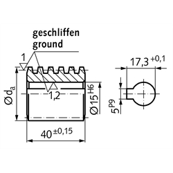 Schnecken - Achsabstand 65 mm, Technische Zeichnung