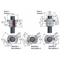 Flanschmuttern für Kugelgewindetriebe, Technische Zeichnung
