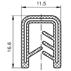 Kantenschutzprofil breit, rechteckig, Technische Zeichnung