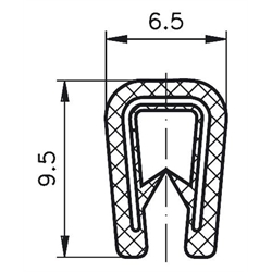 Kantenschutzprofil schmal, rechteckig, Technische Zeichnung