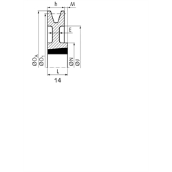 Keilriemenscheiben für Taper-Spannbuchsen, Profil Z, SPZ und XPZ (10), 1-rillig, Technische Zeichnung