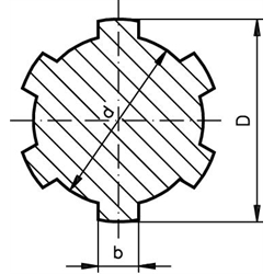 Keilwellen ähnlich DIN ISO 14, Edelstahl, Länge 2000 mm, Technische Zeichnung
