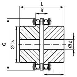 Kettenkupplung 12 B-2 3/4x7/16" 18 Zähne Nenndrehmoment 600 Nm, Technische Zeichnung