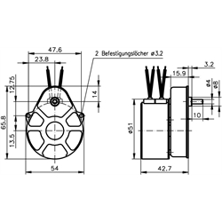 Stirnrad-Kleingetriebemotoren CRO Ausf. A, 230 V, bis 0,5 Nm, Technische Zeichnung