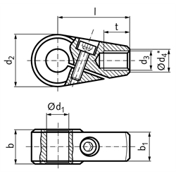 Klemmnabe aus Stahl Bohrung 10mm Naben-Ø 24mm Innengewinde M8, Technische Zeichnung