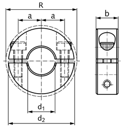 Geteilte Klemmringe - Ausführung S, Edelstahl, Technische Zeichnung
