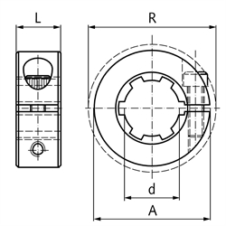 Klemmringe für Keilwellen - DIN ISO 14, aus Stahl, Technische Zeichnung