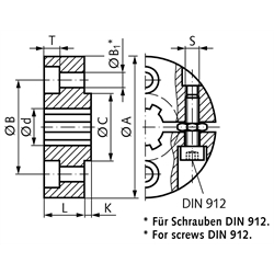 Klemmringe für Keilnaben - DIN ISO 14, Stahl C45, Technische Zeichnung