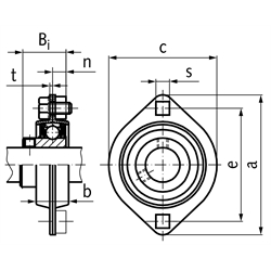 Kugel-Flanschlager BPFL, Stahlblech, Technische Zeichnung