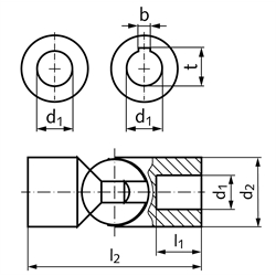 Kugelgelenk RW Bohrung 20H7 Material Stahl Außendurchmesser 40mm Gesamtlänge 100mm, Technische Zeichnung