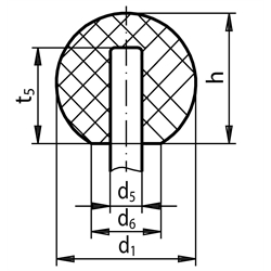Kugelknöpfe DIN 319 PA Form M, aus Kunststoff, zum Aufschlagen, Technische Zeichnung