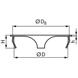 Krallen-Federring D=24mm rostfreier Stahl, Technische Zeichnung