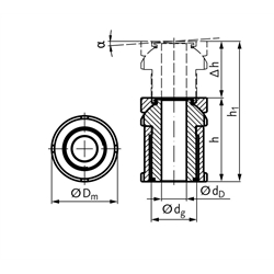 Kugelverstell-Schraube MN 686.8, rostfrei, Technische Zeichnung