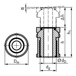 Kugelverstell-Schraube MN 686.8, verzinkt, Technische Zeichnung