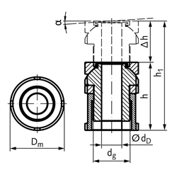 Kugelverstell-Schraube MN 686.9 mit Kontermutter, rostfrei, Technische Zeichnung