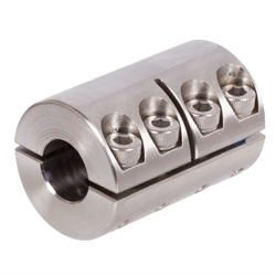 Geteilte Schalenkupplung MAT beidseitig Bohrung 4mm ohne Nut Edelstahl 1.4305 mit Schrauben DIN 912 A2-70 , Produktphoto