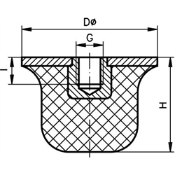 Gummi-Metallpuffer KE, Stahl verzinkt, Technische Zeichnung