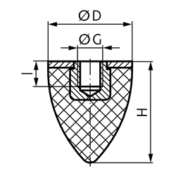 Gummi-Metallpuffer KP, Ausführung I, Technische Zeichnung