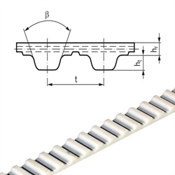 PU-Zahnriemen Profil T10 Breite 40mm Meterware 40 T10 (Polyurethan mit Stahl-Zugsträngen) , Produktphoto