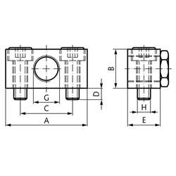 Montageblock für Kleinstoßdämpfer Gewinde M10x1 , Technische Zeichnung