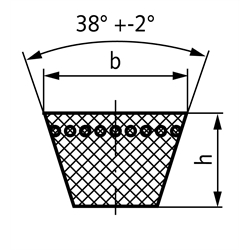 Keilriemen Profil B (17) Richtlänge 1340mm Innenlänge 1300mm , Technische Zeichnung