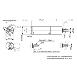 Planeten-Kleingetriebemotor SFP 2 mit Gleichstrommotor 24V i=121:1 Leerlaufdrehzahl 30 1/min., Technische Zeichnung