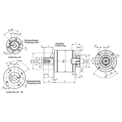 Planetengetriebe MPS Größe 40 Übersetzung i=5 1-stufig, Technische Zeichnung