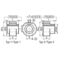 Präzisions-Stirnzahnräder Stahl, linkssteigend, Modul 4, Technische Zeichnung