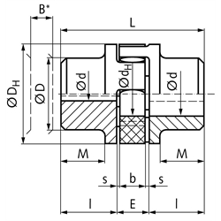 Elastische Kupplungen RN, Aluminium, Technische Zeichnung