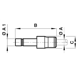 Reduzierverbindung Zapfen-Außendurchmesser 8mm Rohr-Außendurchmesser 6mm , Technische Zeichnung