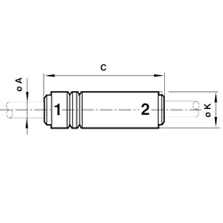 Rückschlagventil Rohr-Außendurchmesser 12mm , Technische Zeichnung
