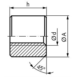 Runde Trapezgewindemutter DIN 103 Tr. 30 x 12 P6 zweigängig rechts Länge 45mm Außendurchmesser 60mm Stahl C35Pb , Technische Zeichnung