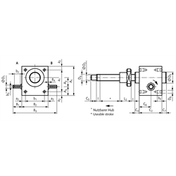 Spindelhubgetriebe NPK Baugröße 3 Ausführung C Basishubgetriebe ohne Spindel für Spindel KGT 32x5 (Betriebsanleitung im Internet unter www.maedler.de im Bereich Downloads), Technische Zeichnung