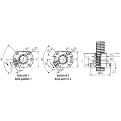 Laufmutter für Spindelhubgetriebe NPK Ausführung C Baugröße 4 mit Kugelgewinde KGT 40x5, Technische Zeichnung