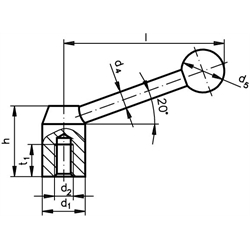 Schalthebel mit langer Nabe 2120 St Form E Durchmesser 40mm , Technische Zeichnung