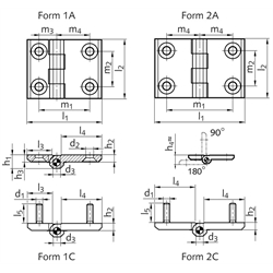 10 X Piano Scharniere Stahl Vernickelt 225mm X 25mm (22.9cm X 2.5cm