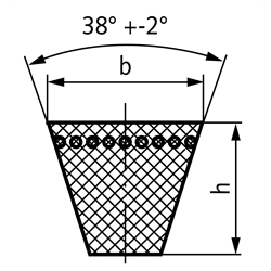 Hochleistungs-Schmalkeilriemen XPA EPDM Wirklänge 1482 mm, Technische Zeichnung
