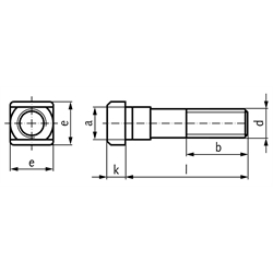 Schrauben DIN 787 für T-Nuten 12mm M12 x 125mm Festigkeit 10.9, Technische Zeichnung