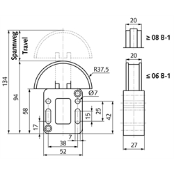 Kettenspanner SPANN-BOX® Größe 0, Technische Zeichnung