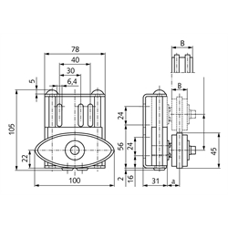 Kettenspanner SPANN-BOY® TS-EP 08 B-2, Technische Zeichnung