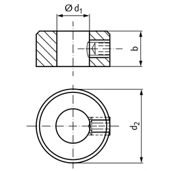 Stellring DIN703 Bohrung 30mm 1.4305 Gewindestift A2 mit Innensechskant, Technische Zeichnung