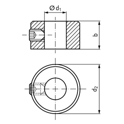 Stellring DIN703 Bohrung 65mm verzinkt Gewindestift 12.9 mit Innensechskant, Technische Zeichnung