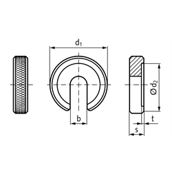 Vorsteckscheibe ähnlich DIN 6372 Außendurchmesser 34mm Schlitzbreite 10,4mm, Technische Zeichnung